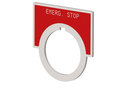 Siemens 52NL16R Legend Plate Emergency Stop Red with White 1.25in H x 2.00in W Class 52