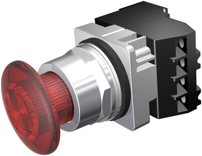 SIE 52PP2DRAB Push Button | Mushroom Type 30 mm 1NO-1NC Maintained LED Lamp Metal Bezel