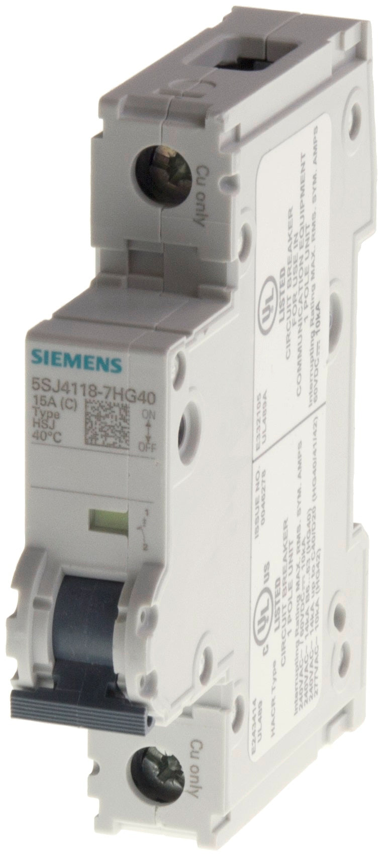 Siemens 5SJ4101-8HG40 Circuit Breaker | 1P 240V 1A 14kA@240V Feed-Thru 5SJ Series