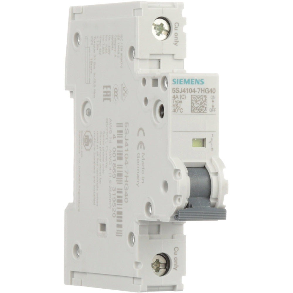 Siemens 5SJ4104-7HG40 Circuit Breaker | 240V 4A 1P 14kA@240V Feed-Thru 5SJ Series