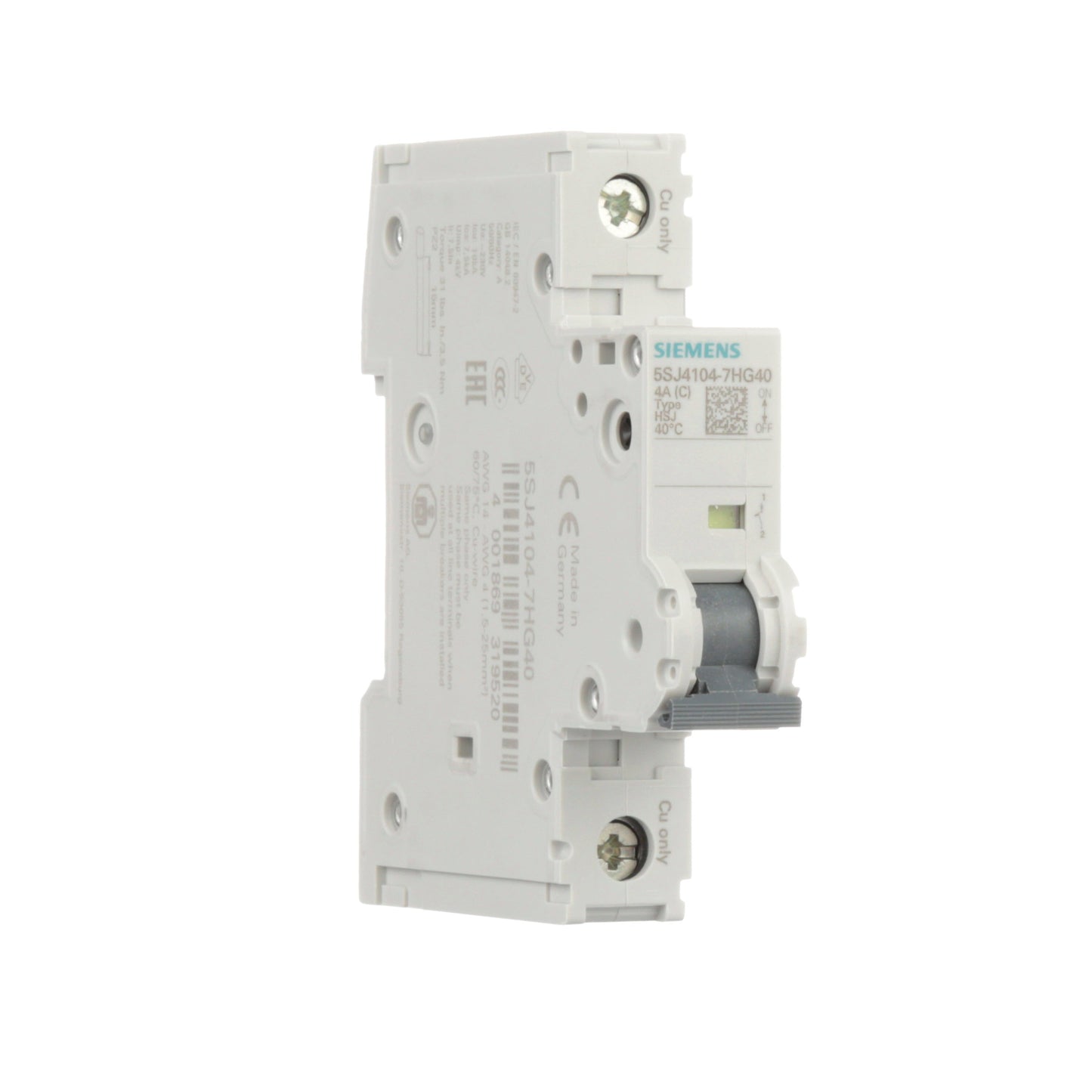 Siemens 5SJ4104-7HG40 Circuit Breaker | 240V 4A 1P 14kA@240V Feed-Thru 5SJ Series