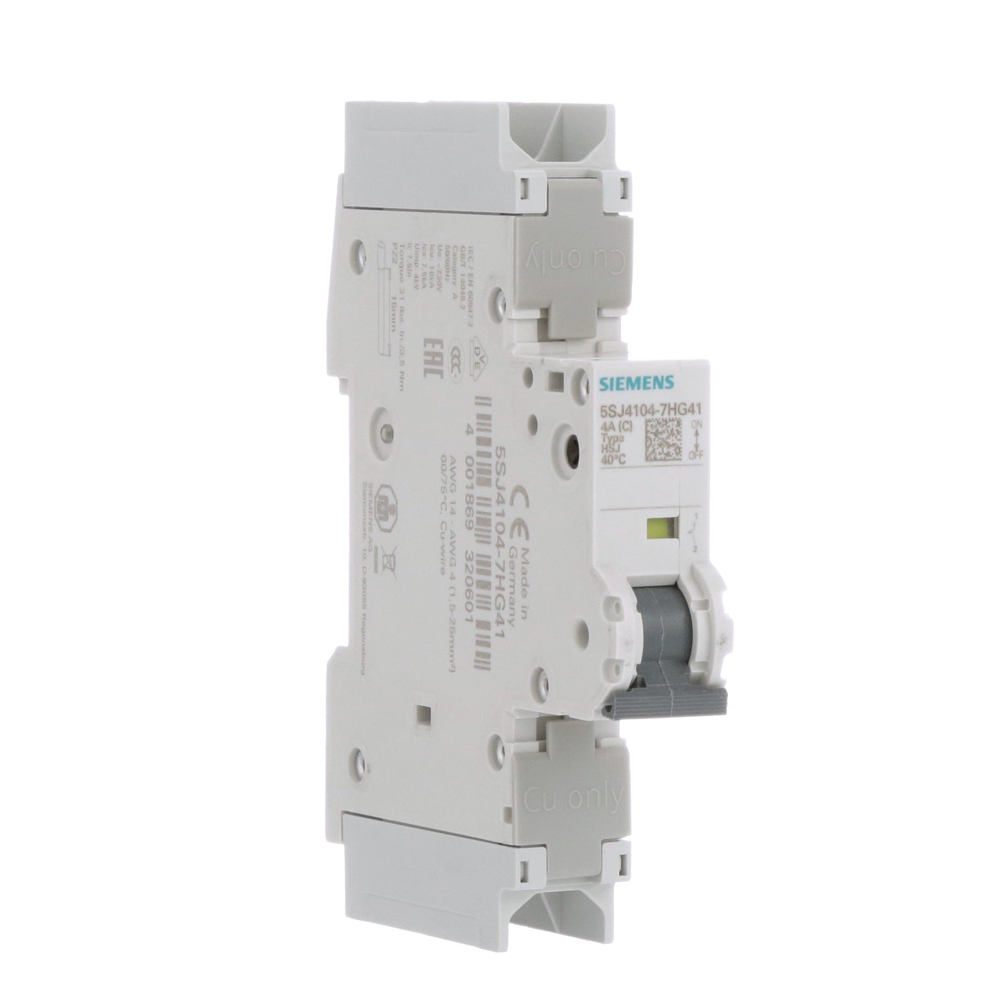 Siemens 5SJ4104-7HG41 Circuit Breaker | 240V 4A 1P 14kA@240V Feed-Thru 5SJ Series