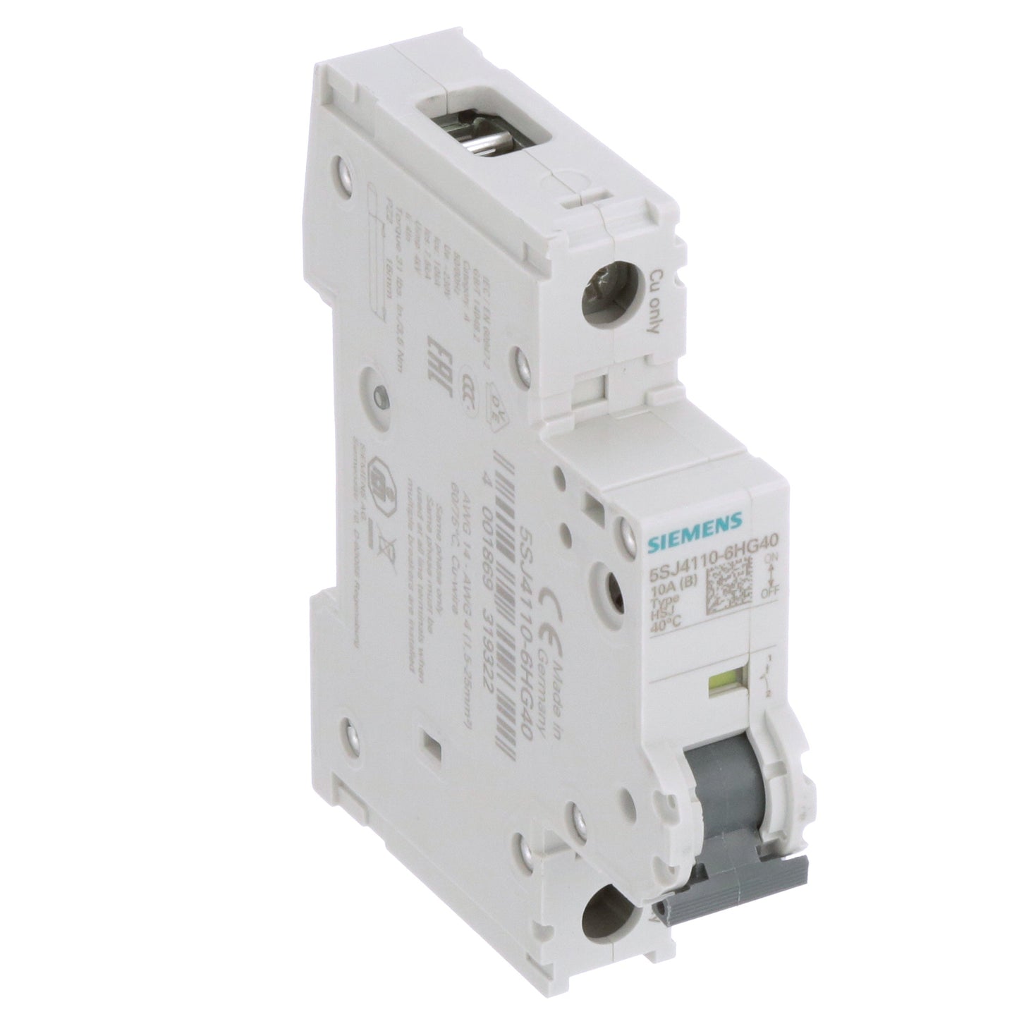 Siemens 5SJ4110-6HG40 Circuit Breaker | 240V 10A 1P 14kA@240V Feed-Thru 5SJ Series