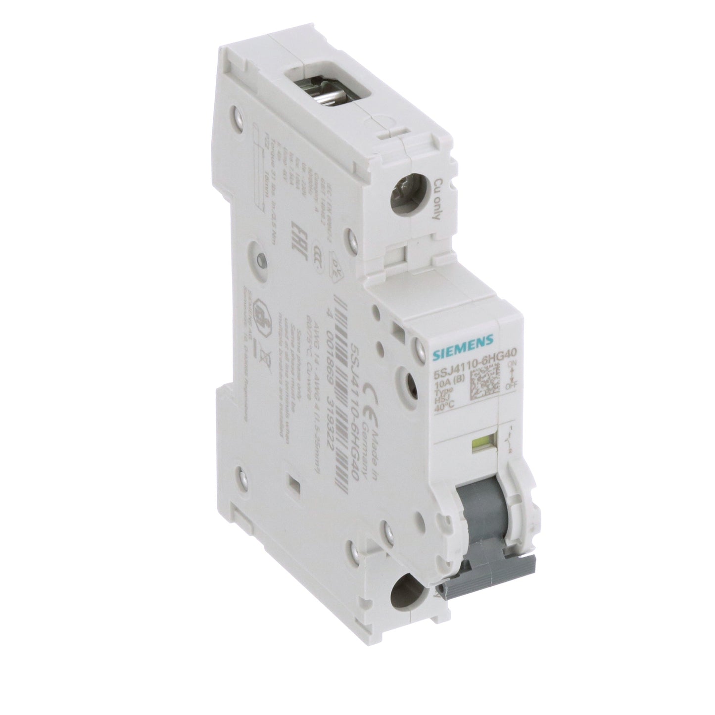 Siemens 5SJ4110-6HG40 Circuit Breaker | 240V 10A 1P 14kA@240V Feed-Thru 5SJ Series