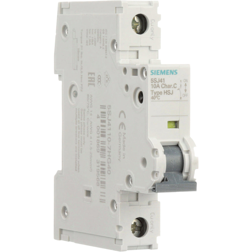Siemens 5SJ4110-7HG40 Circuit Breaker | 240V 10A 1P 14kA@240V Feed-Thru 5SJ Series