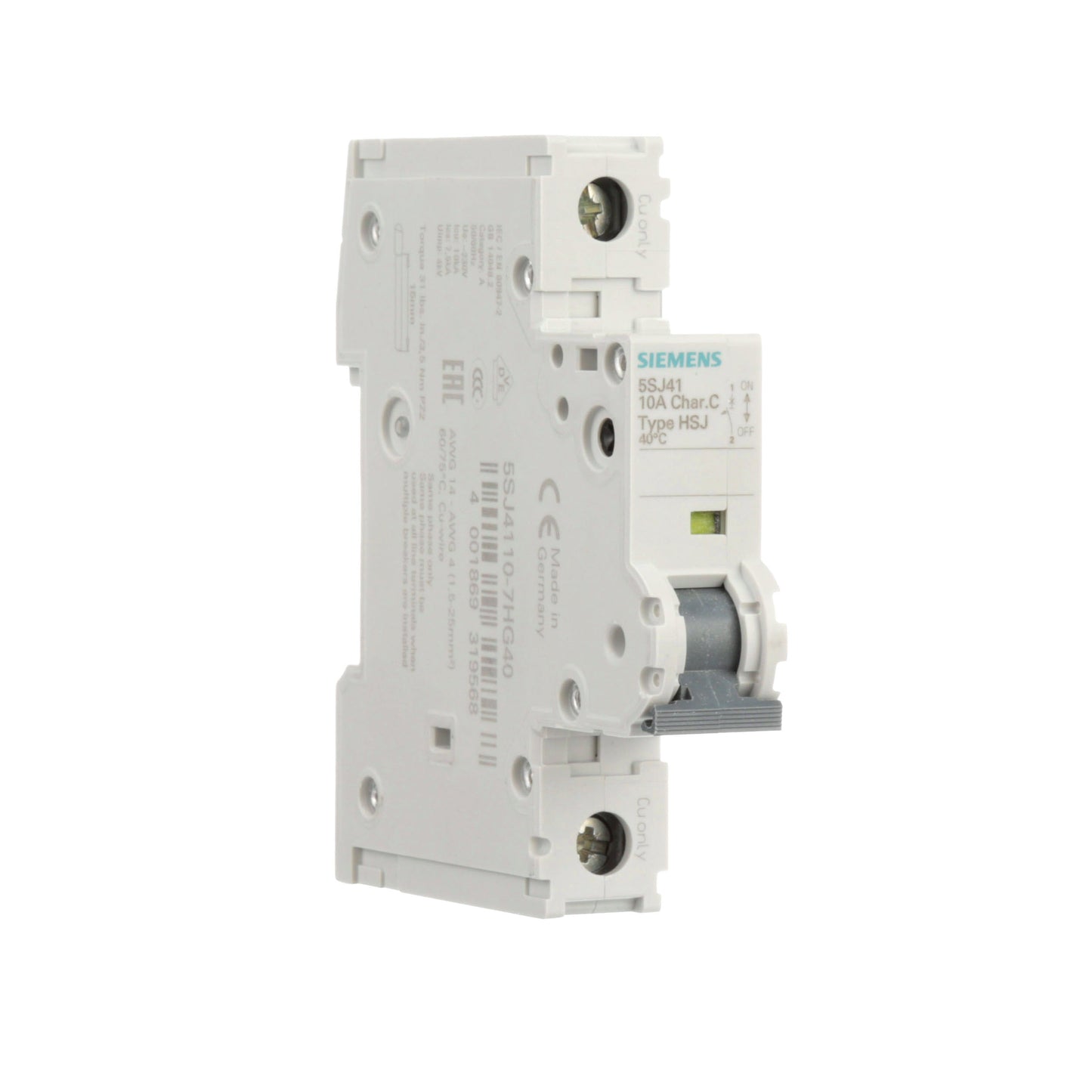 Siemens 5SJ4110-7HG40 Circuit Breaker | 240V 10A 1P 14kA@240V Feed-Thru 5SJ Series