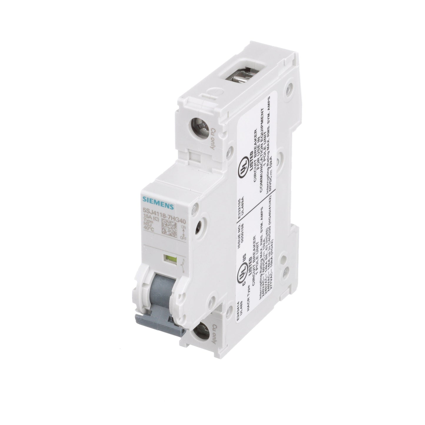 Siemens 5SJ4118-7HG40 Circuit Breaker | 240V 15A 1P 14kA@240V Feed-Thru 5SJ Series