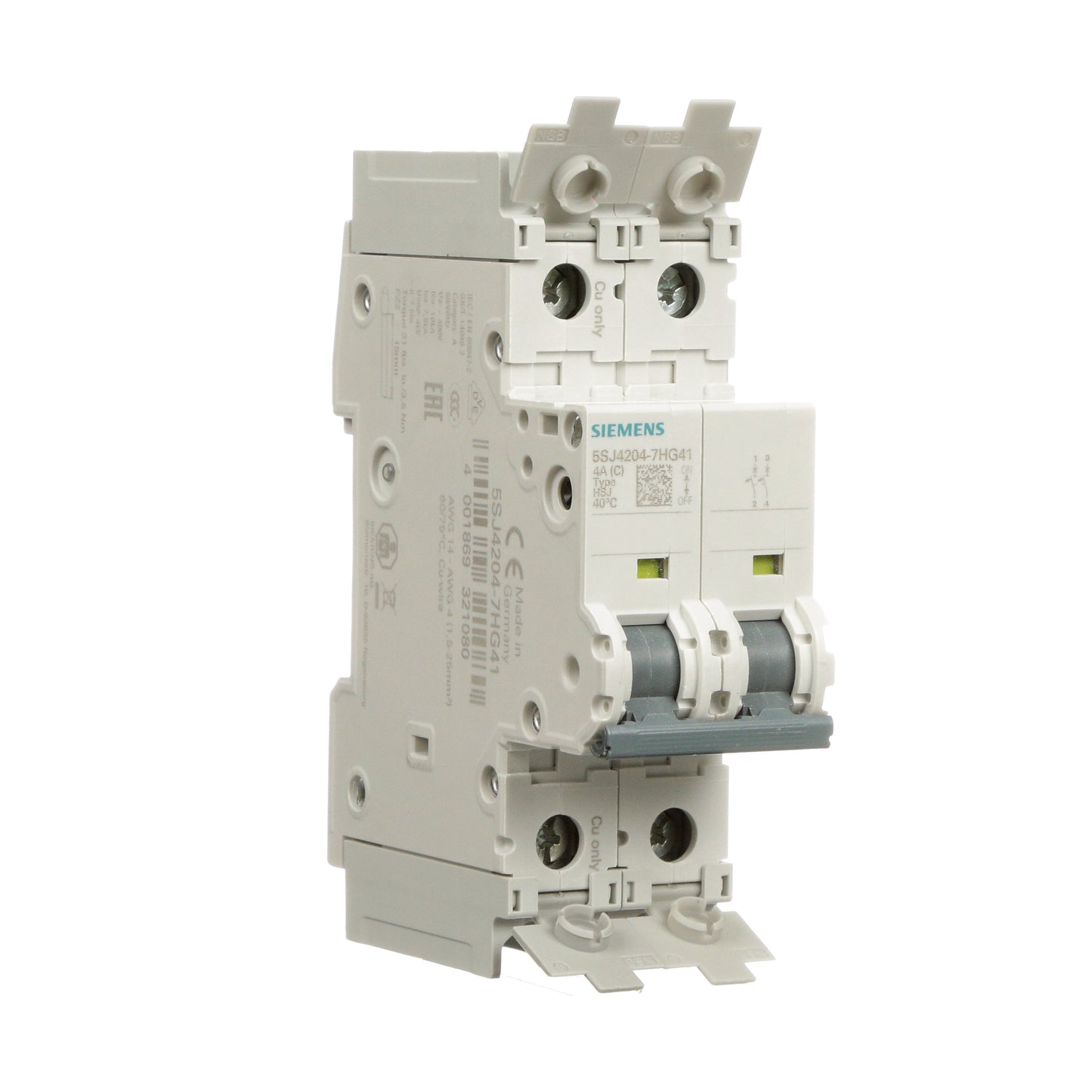 Siemens 5SJ4204-7HG41 Circuit Breaker | 240V 4A 2P 14kA@240V Feed-Thru 5SJ Series