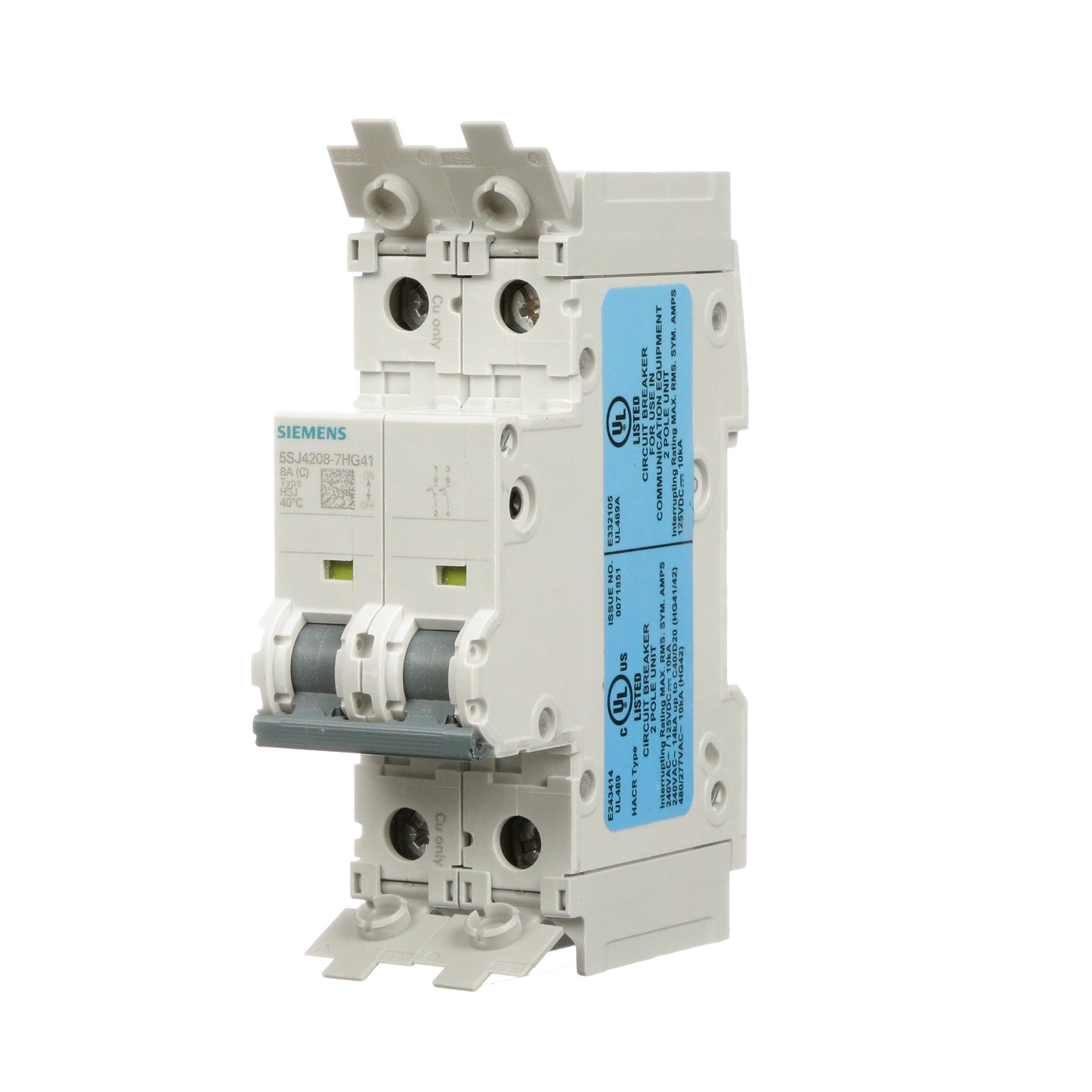 Siemens 5SJ4208-7HG41 Circuit Breaker | 240V 8A 2P 14kA@240V Feed-Thru 5SJ Series