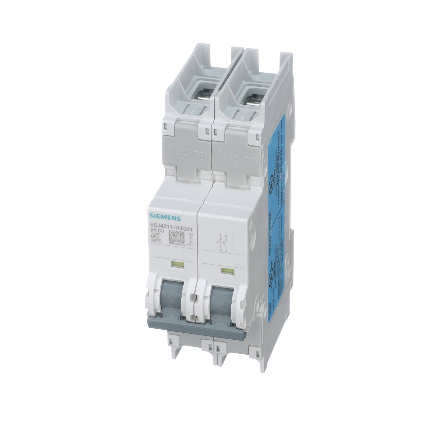 Siemens 5SJ4211-7HG41 Circuit Breaker | 240V 5A 2P 14kA@240V Feed-Thru 5SJ Series