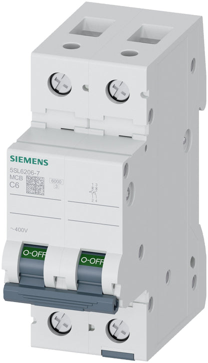 Siemens 5SL6206-7 Circuit Breaker | 230V 6A 2P 6kA@400V