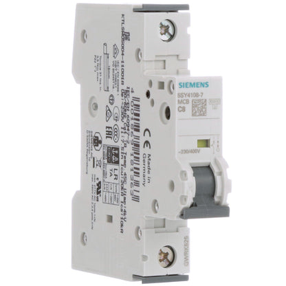 Siemens 5SY4108-7 Circuit Breaker | 1P 400V 1A Thermal Magnetic 5SY Series