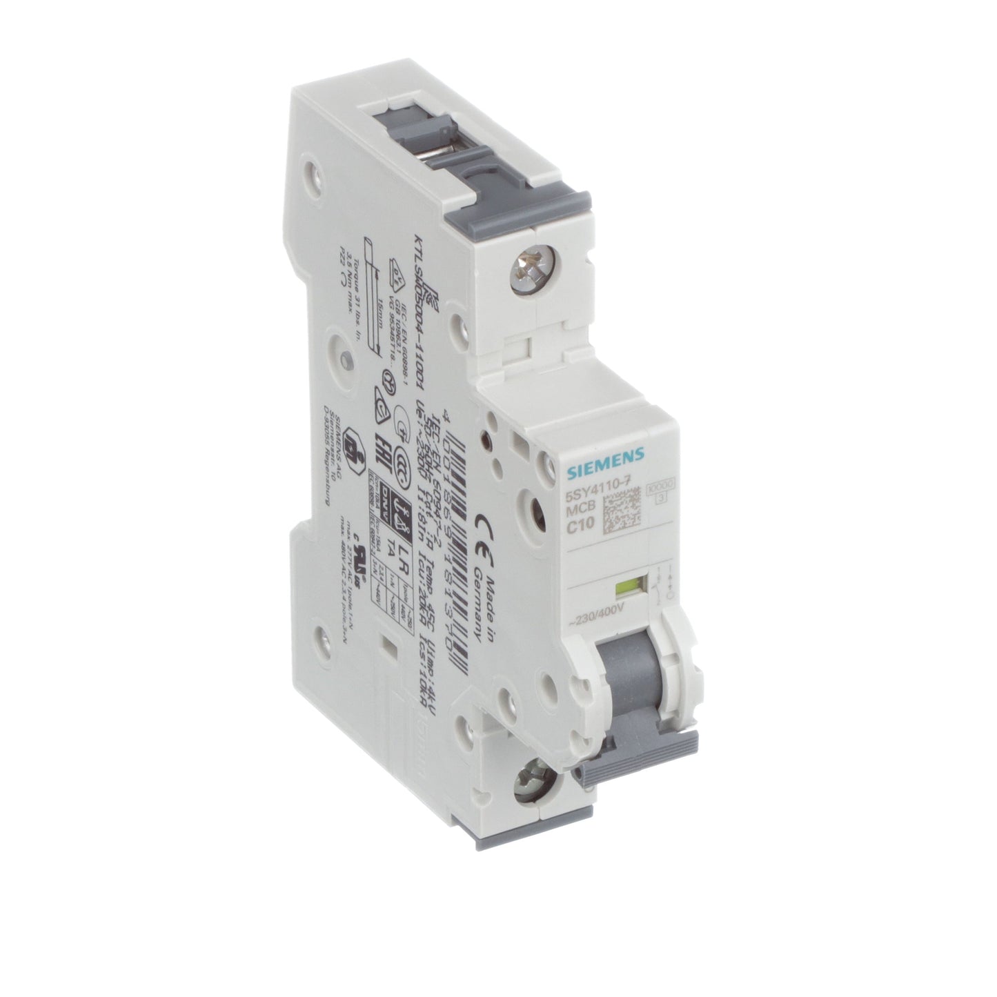 Siemens 5SY4110-7 Circuit Breaker | 400V 16A 1P 10kA@230V Feed-Thru 5SY Series