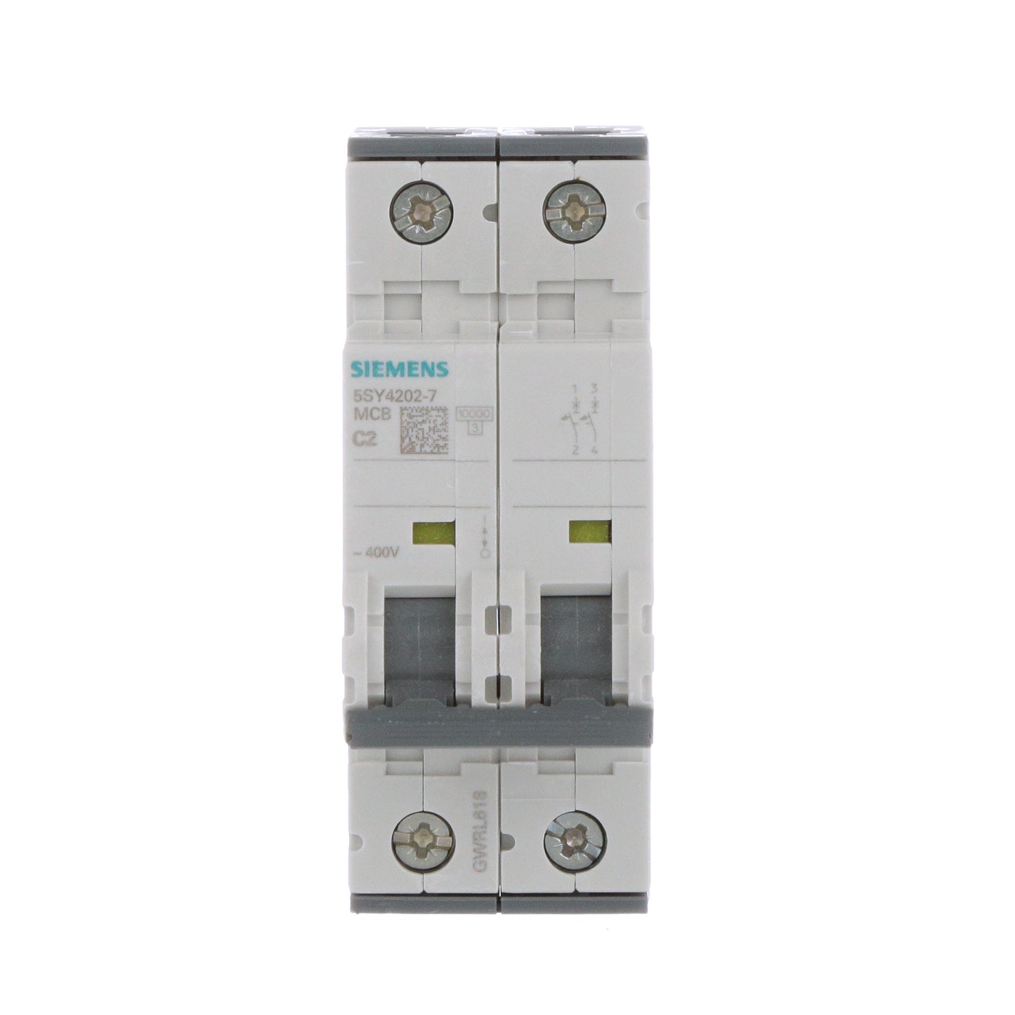 Siemens 5SY4202-7 Circuit Breaker | 400V 2A 2P 10kA@400V Feed-Thru 5SY Series