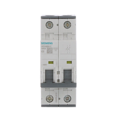 Siemens 5SY4202-7 Circuit Breaker | 400V 2A 2P 10kA@400V Feed-Thru 5SY Series