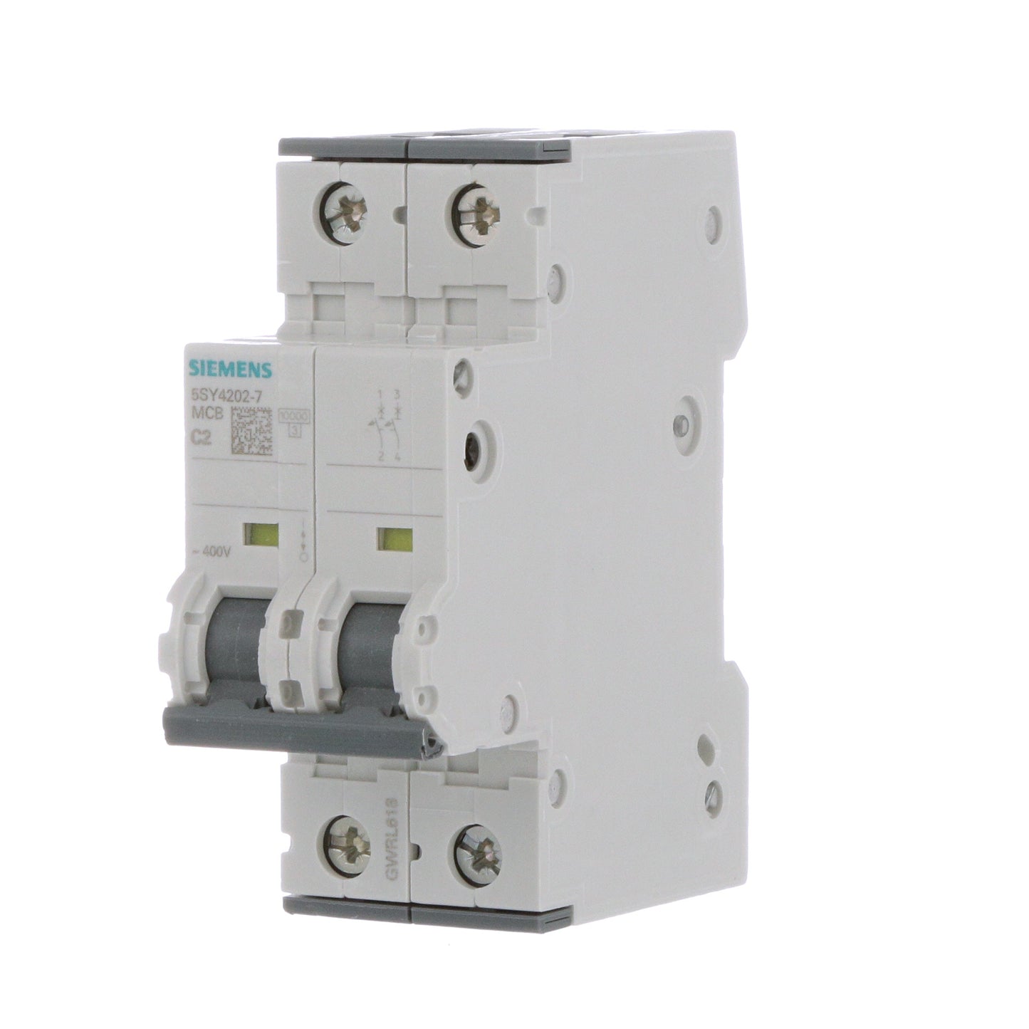 Siemens 5SY4202-7 Circuit Breaker | 400V 2A 2P 10kA@400V Feed-Thru 5SY Series