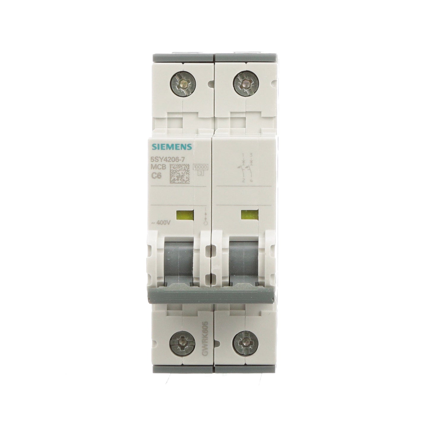 Siemens 5SY4206-7 Circuit Breaker | 400V 6A 2P 10kA@400V Feed-Thru 5SY Series