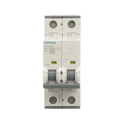 Siemens 5SY4206-7 Circuit Breaker | 400V 6A 2P 10kA@400V Feed-Thru 5SY Series