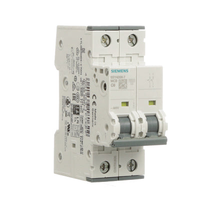 Siemens 5SY4206-7 Circuit Breaker | 400V 6A 2P 10kA@400V Feed-Thru 5SY Series