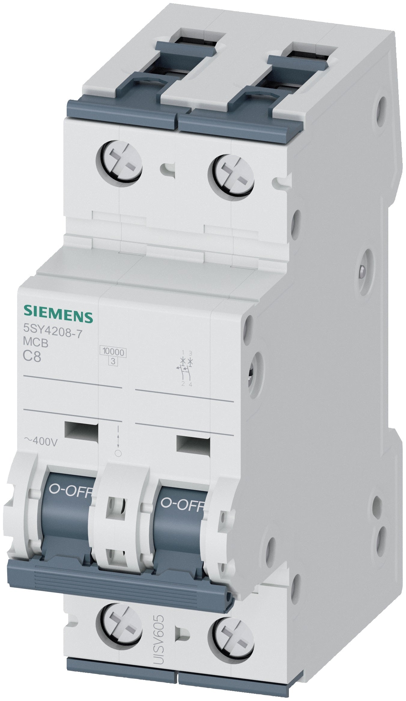 Siemens 5SY4208-7 Circuit Breaker | 400V 8A 2P 10kA@400V Feed-Thru