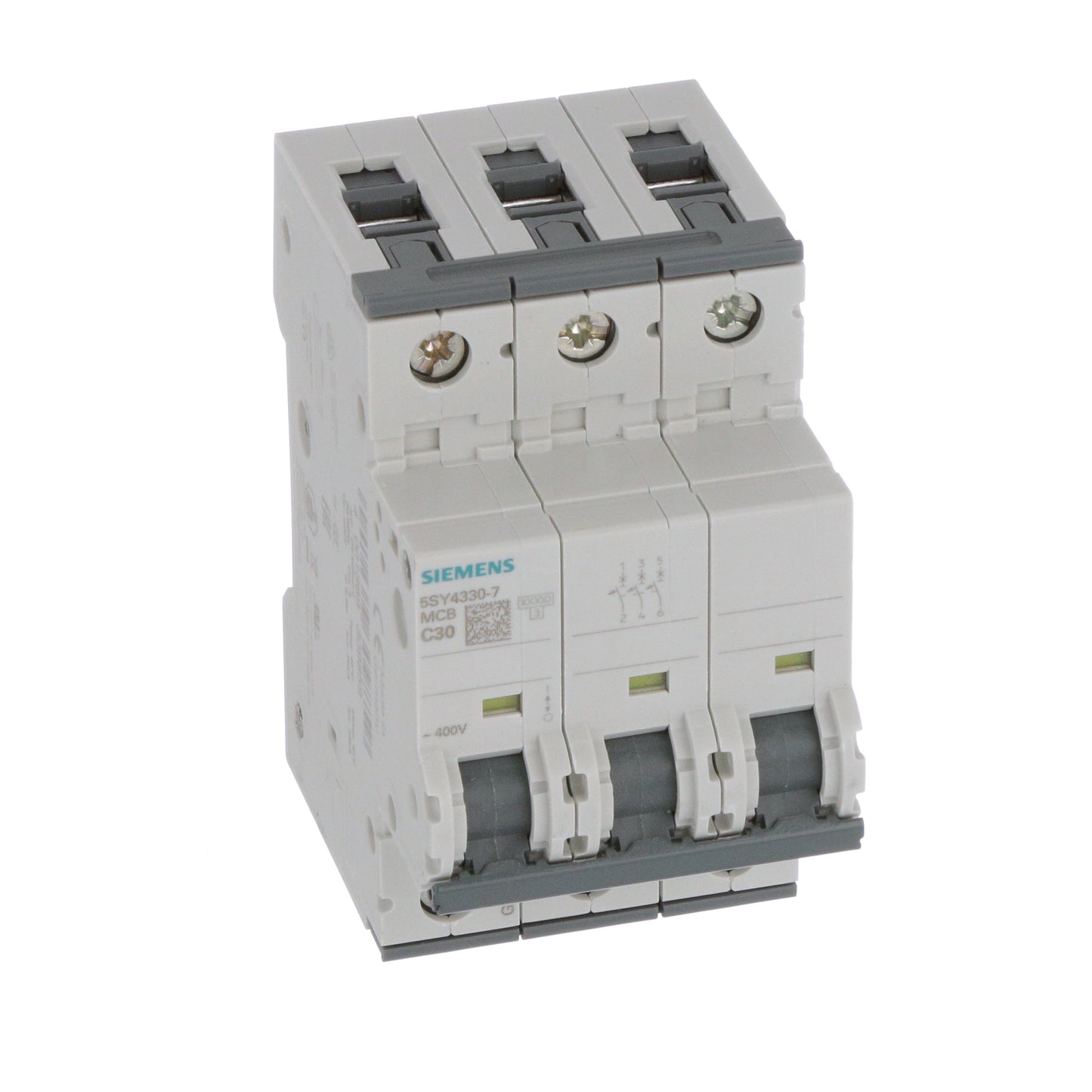 Siemens 5SY4330-7 Circuit Breaker | 400V 30A 3P 10kA@400V Feed-Thru 5SY Series