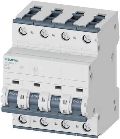 SIE 5SY46207 SUPPLEMENTRY PRTCTR | 20A 400VAC 4P 14-4AWG