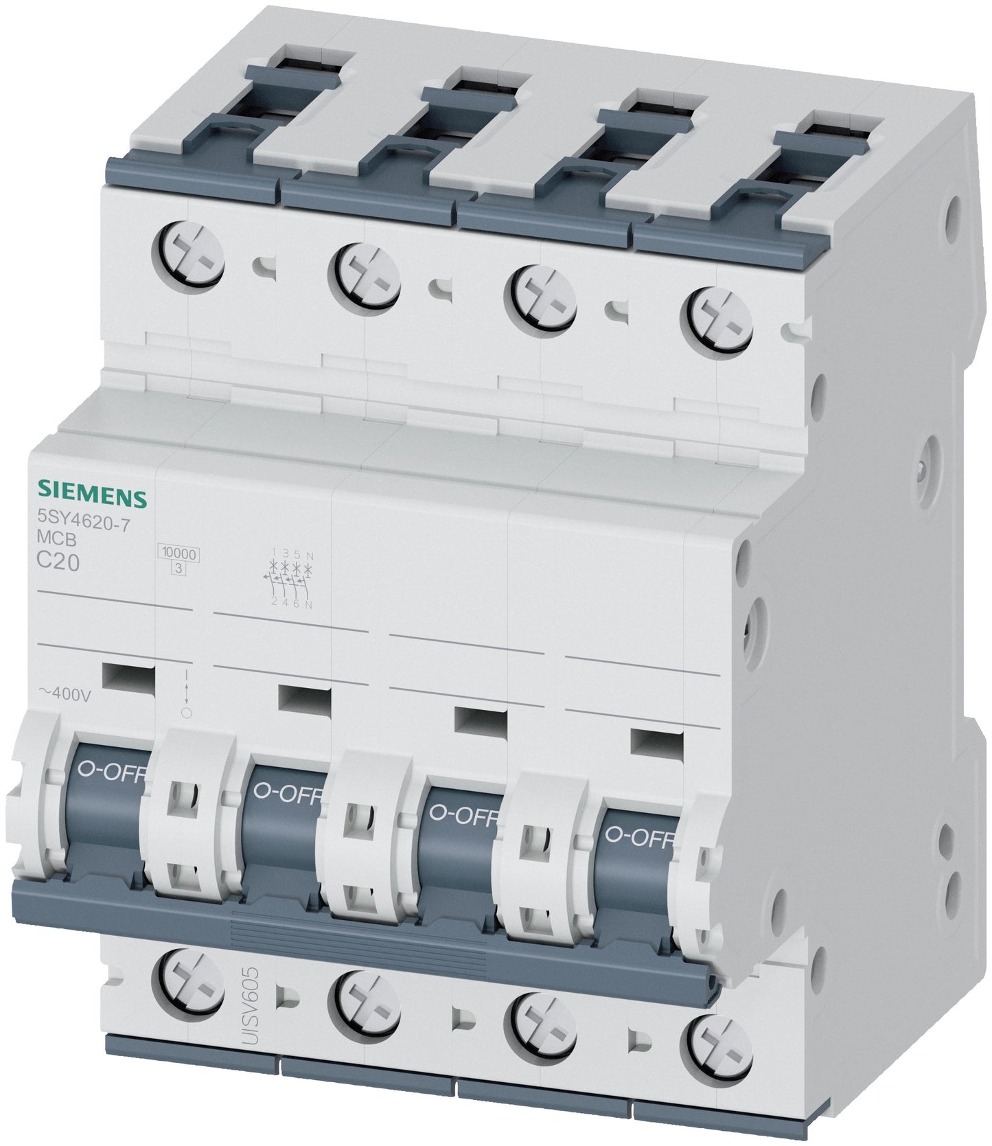 SIE 5SY46207 SUPPLEMENTRY PRTCTR | 20A 400VAC 4P 14-4AWG