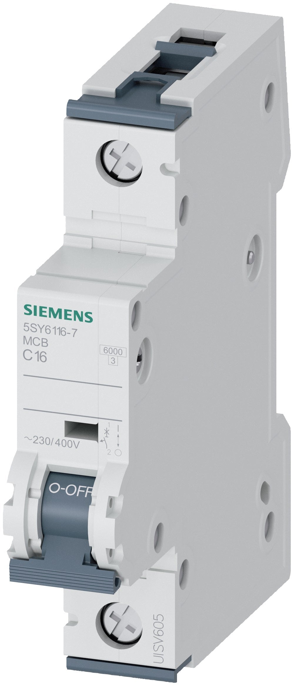 Siemens 5SY61167 Circuit Breaker | 400V 16A 1P 6kA@400V Feed-Thru 5SY Series