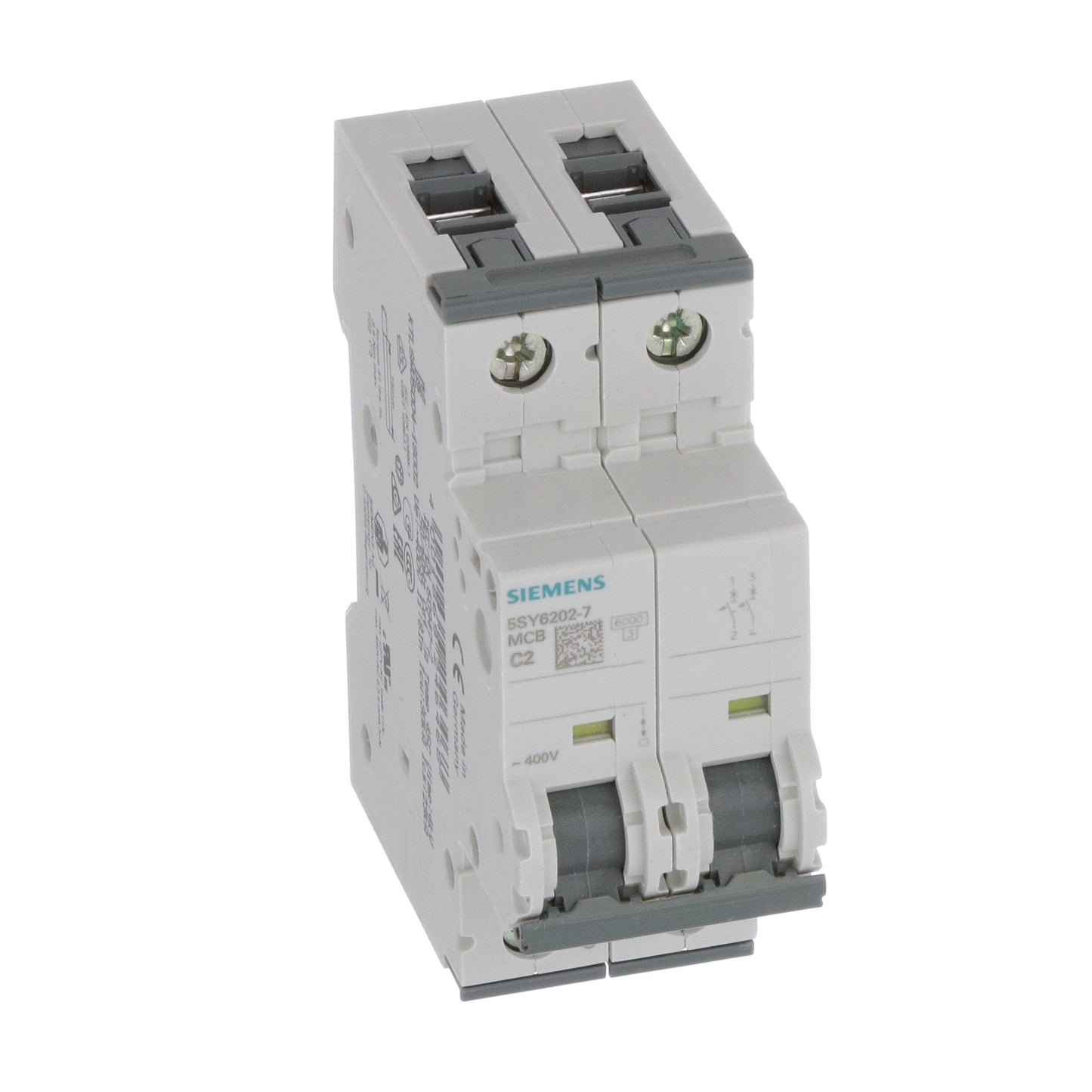 Siemens 5SY6202-7 Circuit Breaker | 400V 2A 2P 6kA@400V Feed-Thru Sentron