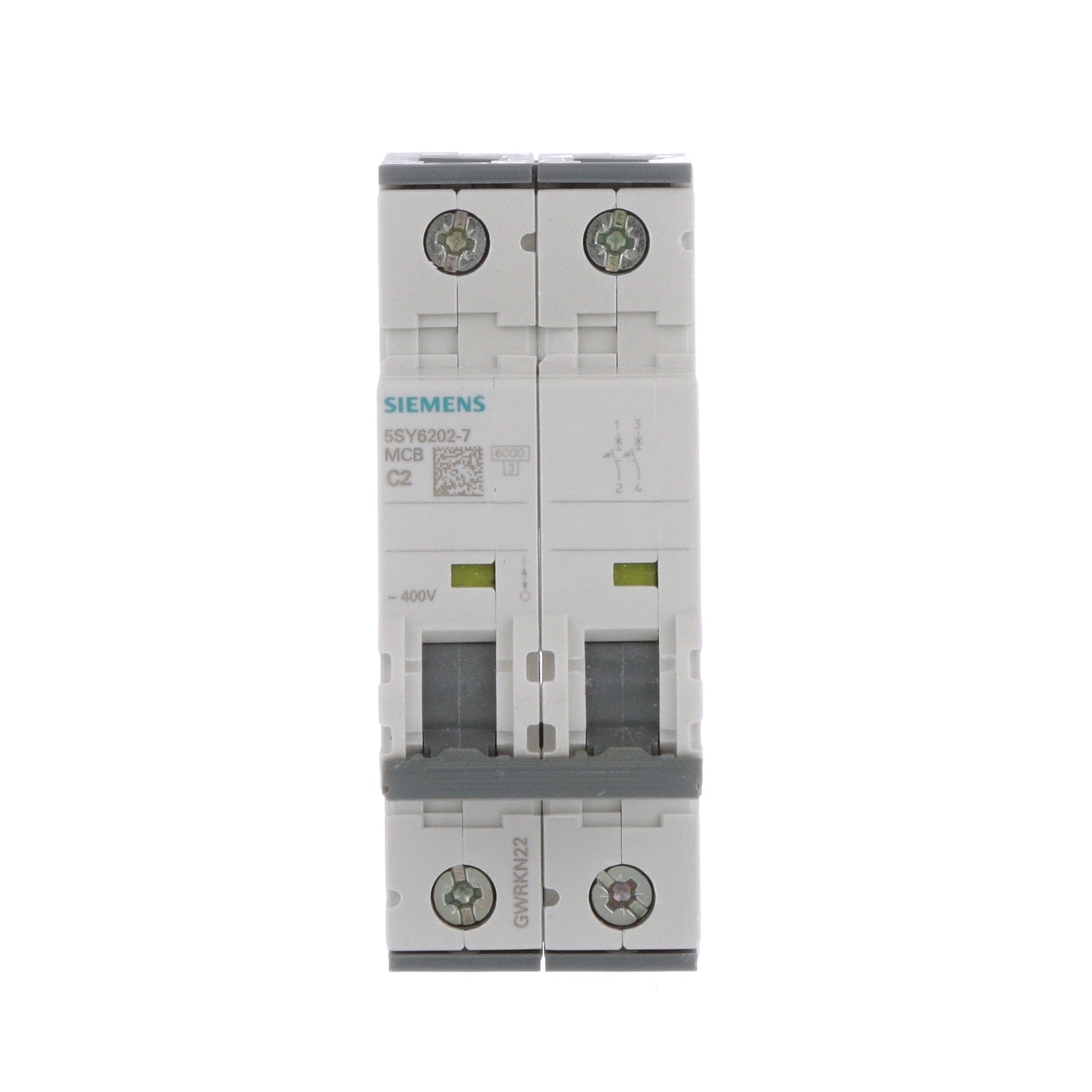Siemens 5SY6202-7 Circuit Breaker | 400V 2A 2P 6kA@400V Feed-Thru Sentron
