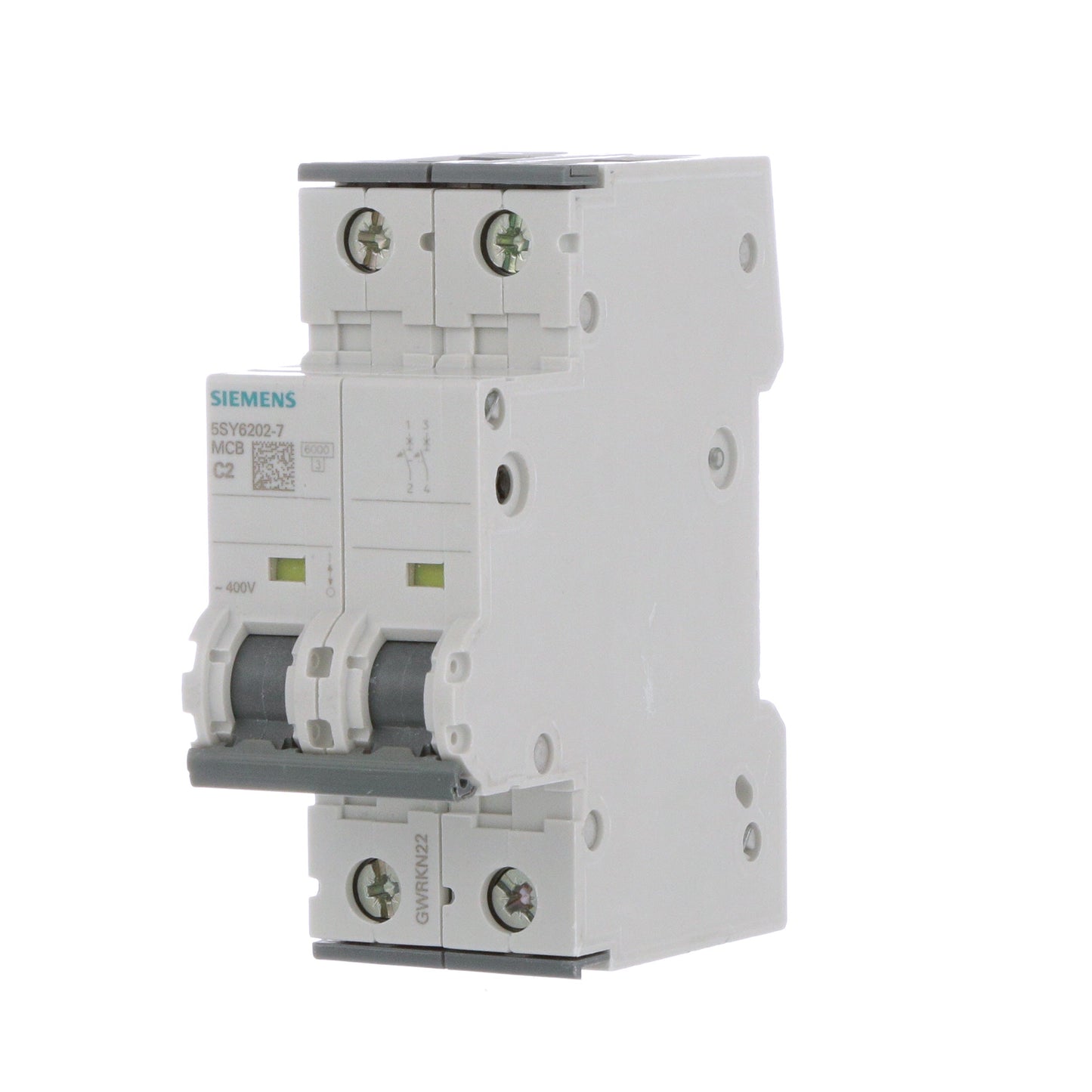 Siemens 5SY6202-7 Circuit Breaker | 400V 2A 2P 6kA@400V Feed-Thru Sentron