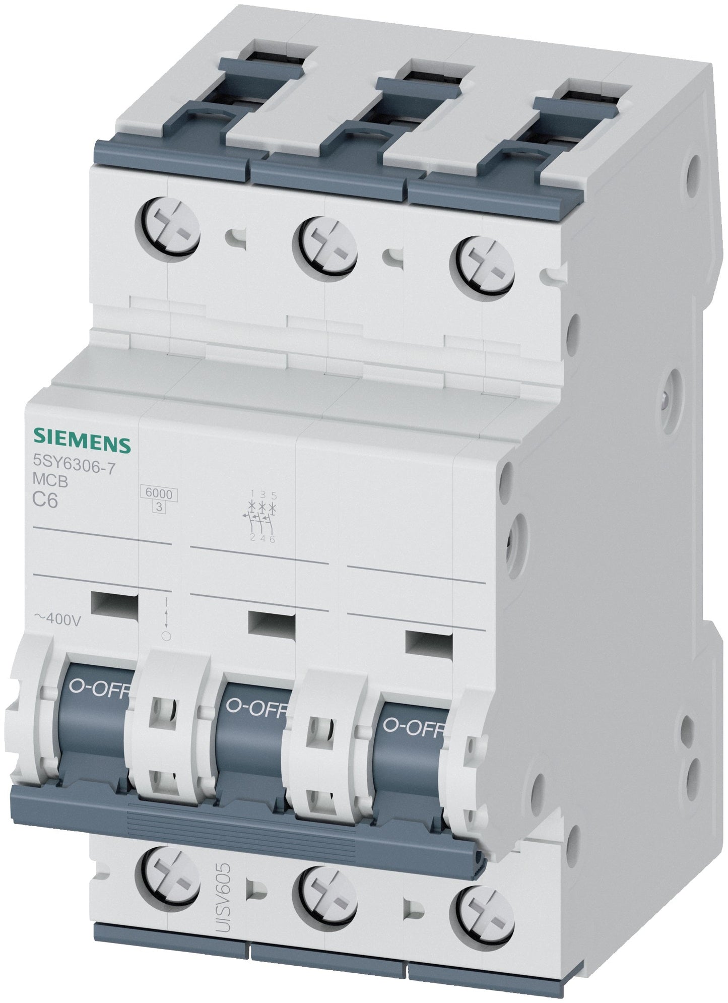 Siemens 5SY63067 Circuit Breaker | 400V 6A 3P 6kA@400V Feed-Thru 5SY Series