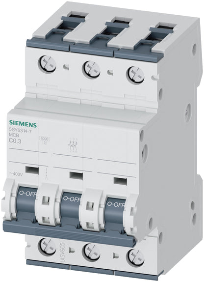 Siemens 5SY63147 Circuit Breaker | 6kA 3P 0.3A 5SY Series