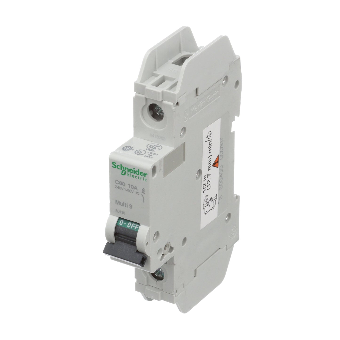 Square D 60110 Circuit Breaker | 240V 10A 1P 10kA@120V Feed-Thru Multi9 C60