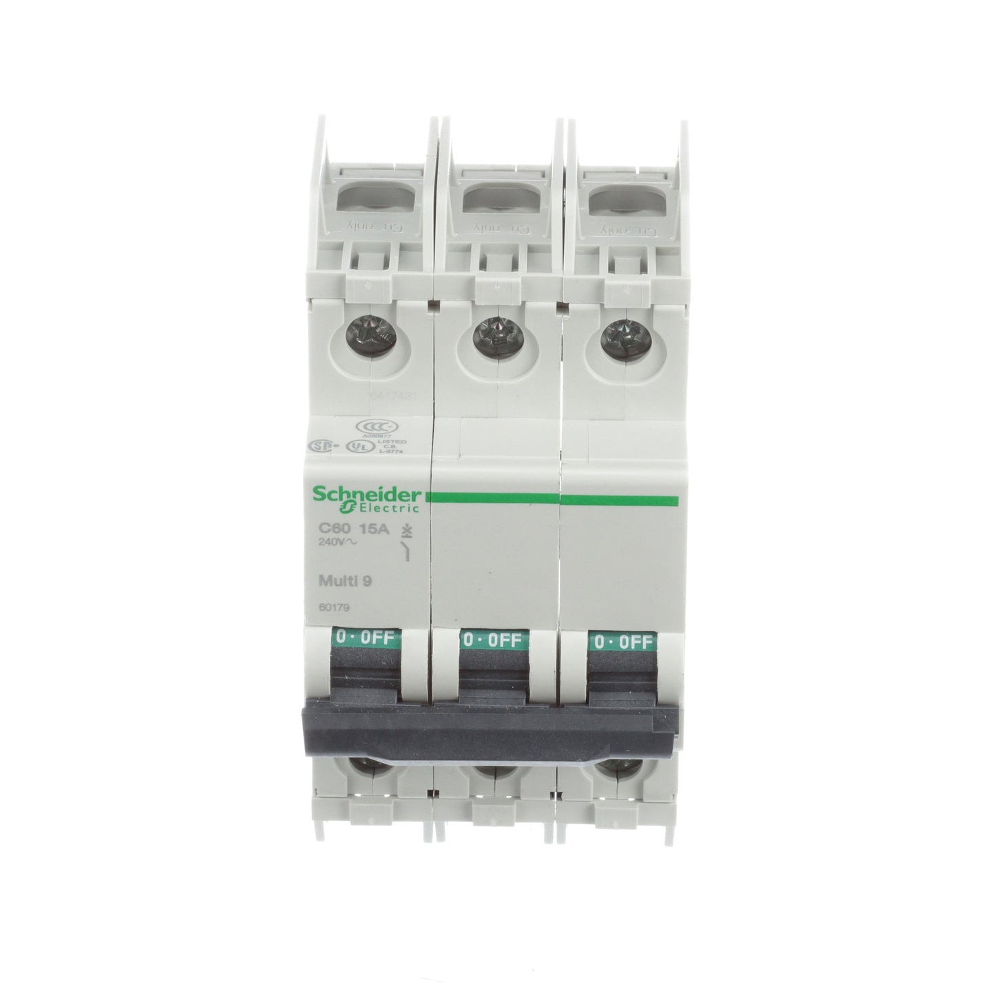 Schneider Electric 60179 Circuit Breaker | 240V 15A 3P 10kA@240V Feed-Thru Multi9