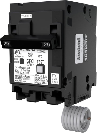 Siemens Q220GF GFCI Circuit Breaker | 20A 2-Pole 120/240V Ground Fault Protection QPF
