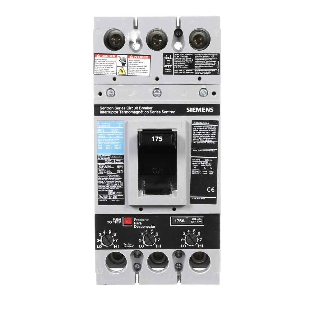 FXD63B175L - SIemens Feed-Thru 175 Amp 3 Pole Circuit Breaker - Essential Electric Supply