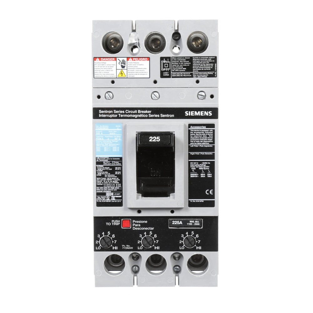 FXD63B225L - SIemens Feed-Thru 225 Amp 3 Pole Circuit Breaker - Essential Electric Supply