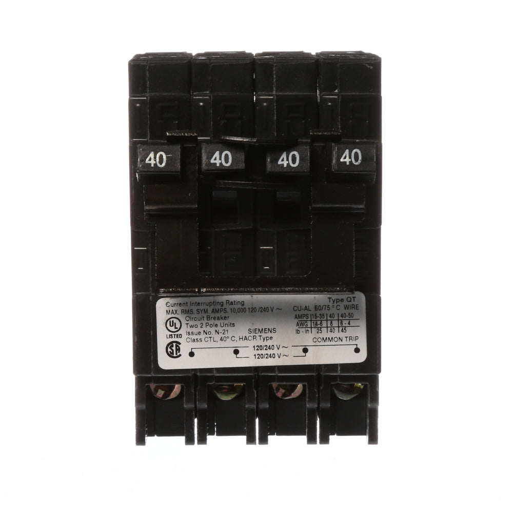 Q24040CT2 - SIemens Plug-In 40 Amp 2 Pole Circuit Breaker - Essential Electric Supply