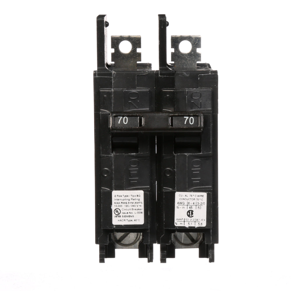 BQ2B070 - SIemens Bolt-On 70 Amp 2 Pole Circuit Breaker - Essential Electric Supply