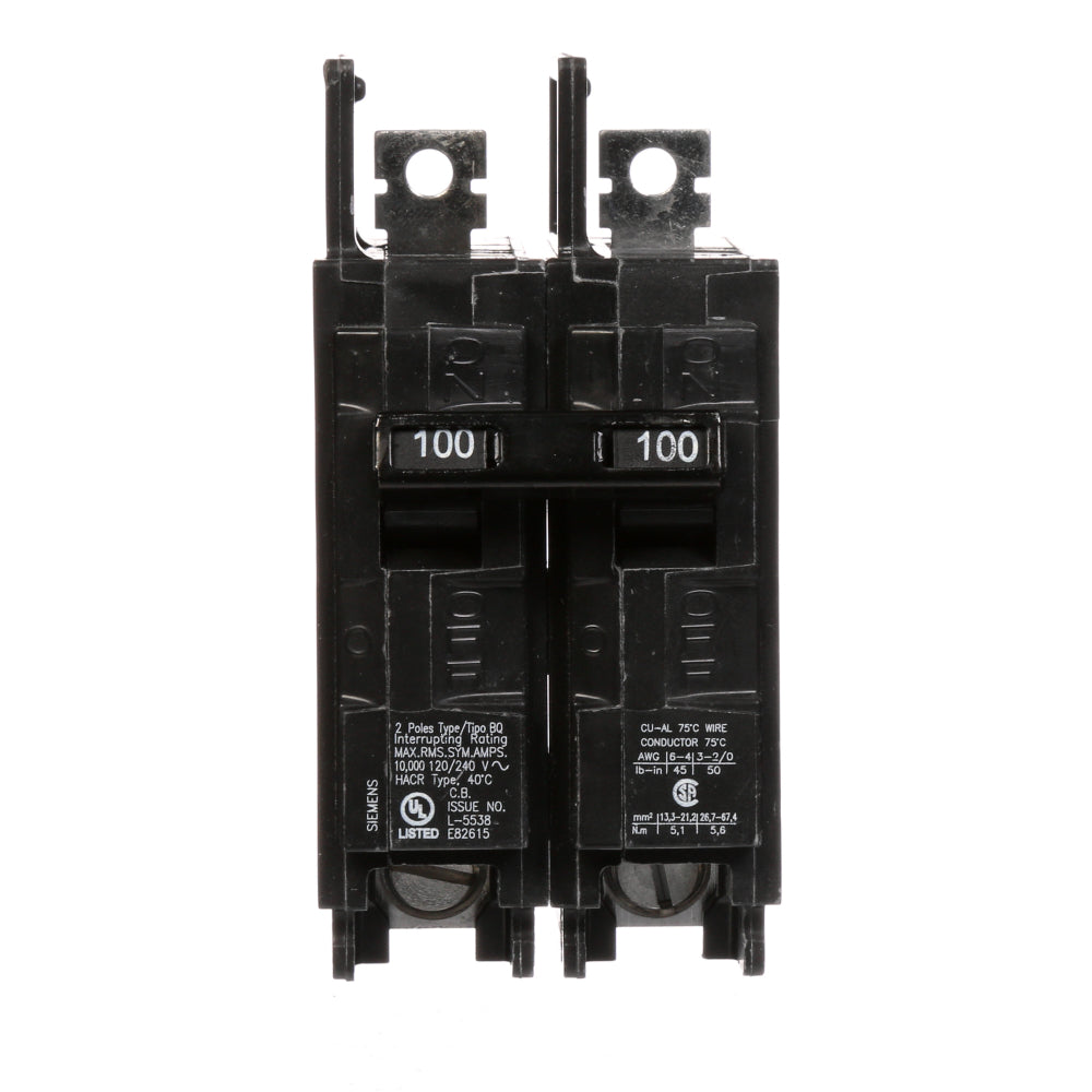 BQ2B100 - SIemens Bolt-On 100 Amp 2 Pole Circuit Breaker - Essential Electric Supply