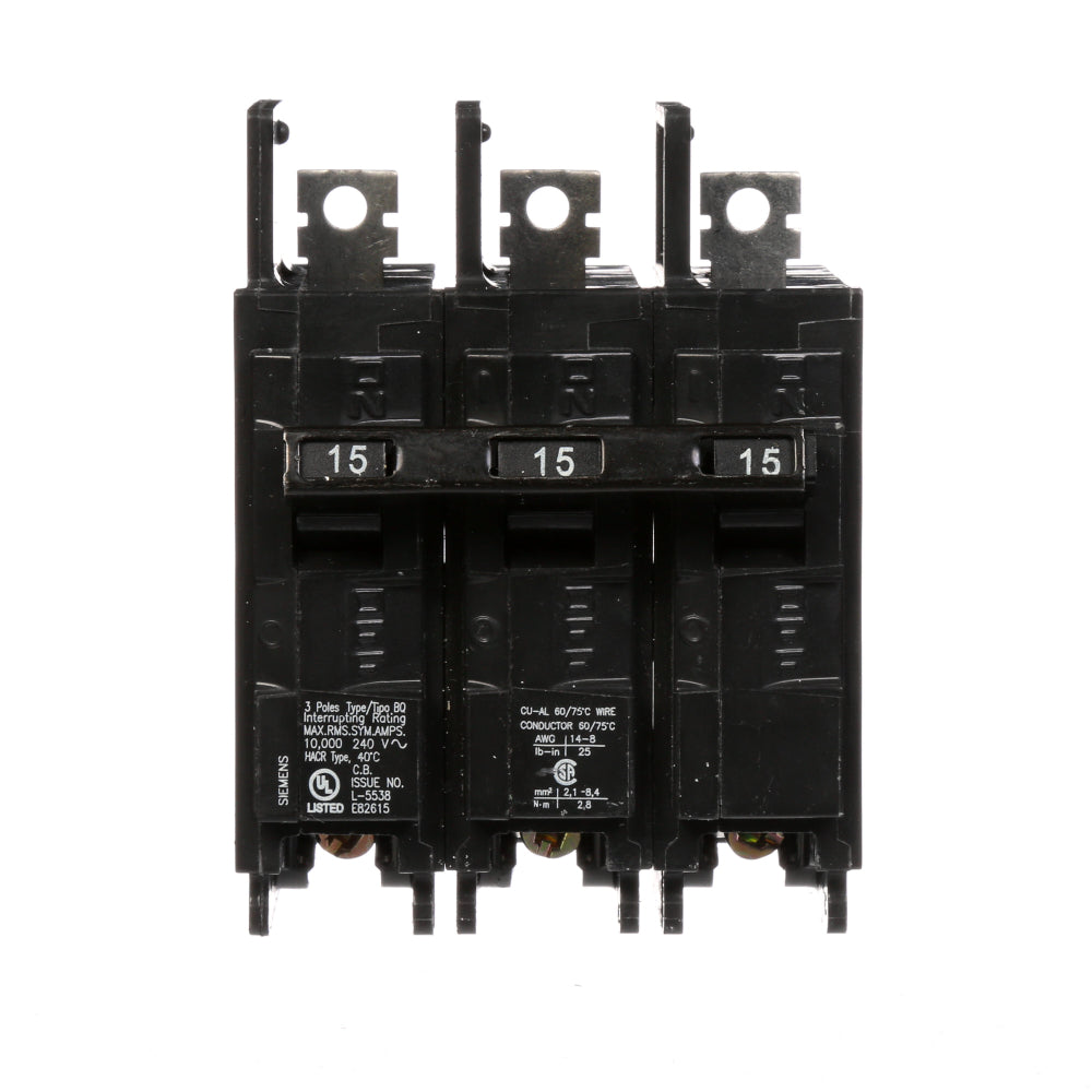 BQ3B015 - SIemens Bolt-On 15 Amp 3 Pole Circuit Breaker - Essential Electric Supply