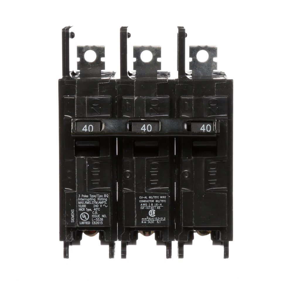 BQ3B040 - SIemens Bolt-On 40 Amp 3 Pole Circuit Breaker - Essential Electric Supply