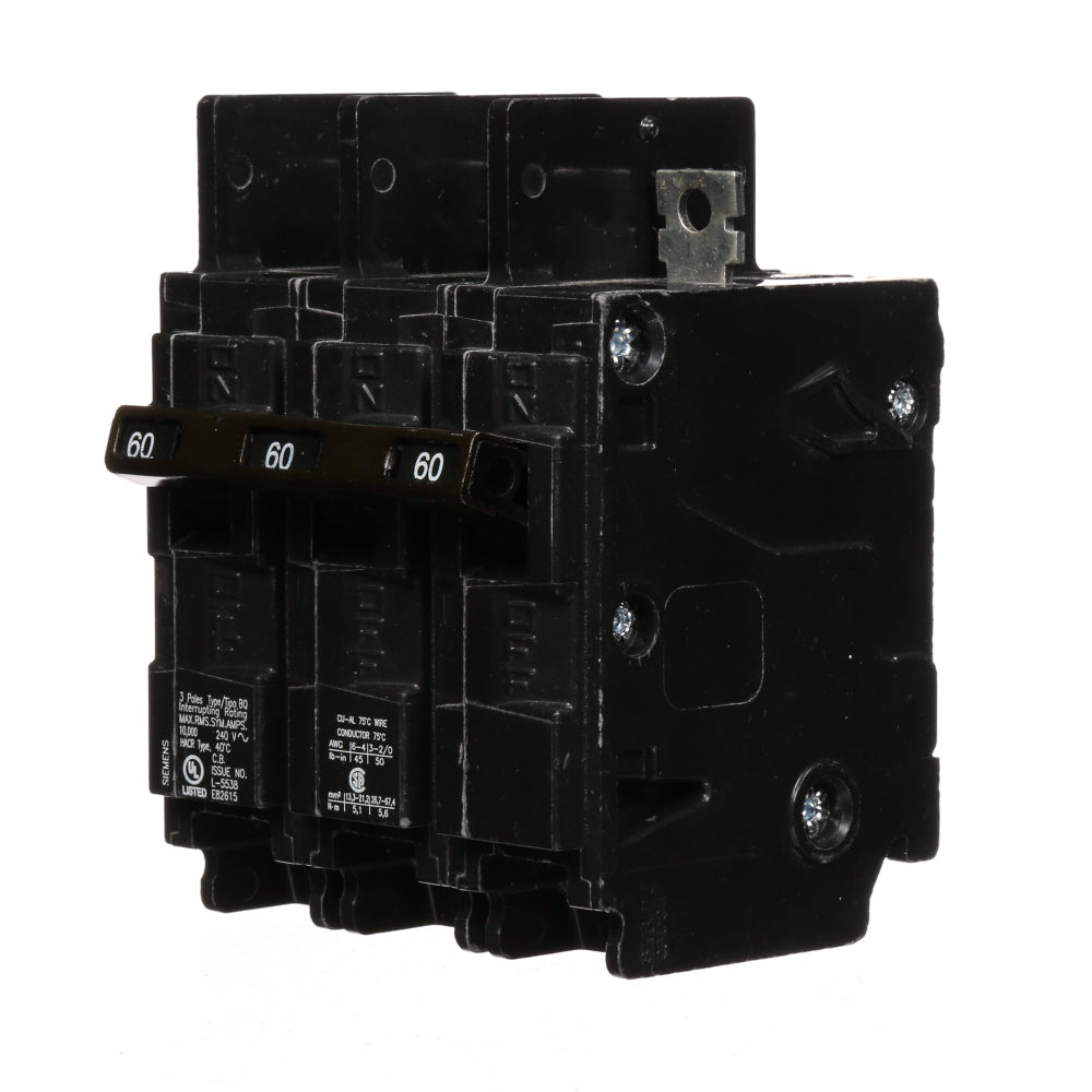 BQ3B060 - SIemens Bolt-On 60 Amp 3 Pole Circuit Breaker - Essential Electric Supply
