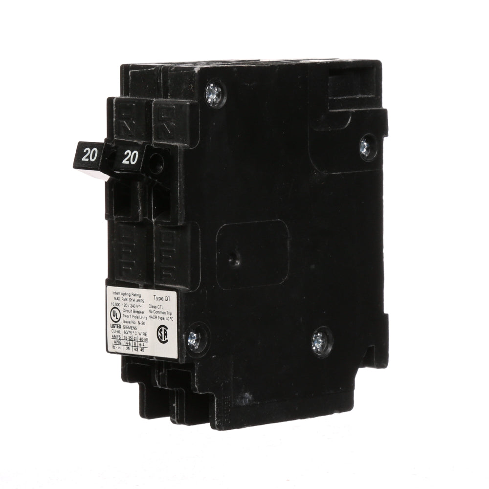 Q2020 - SIemens Plug-In 20 Amp 2 Pole Circuit Breaker - Essential Electric Supply