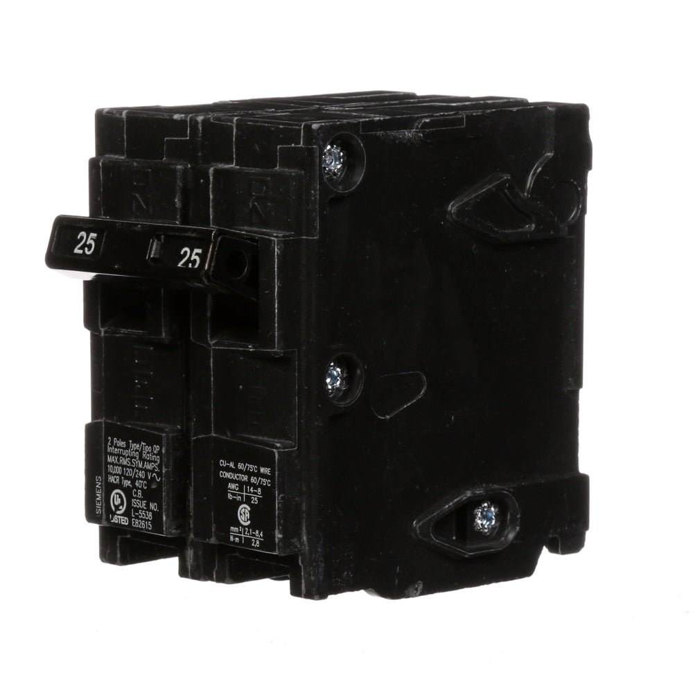 Siemens Q225 Circuit Breaker 120/240V 25A 2P 10kA@240V Plug-In Q Series