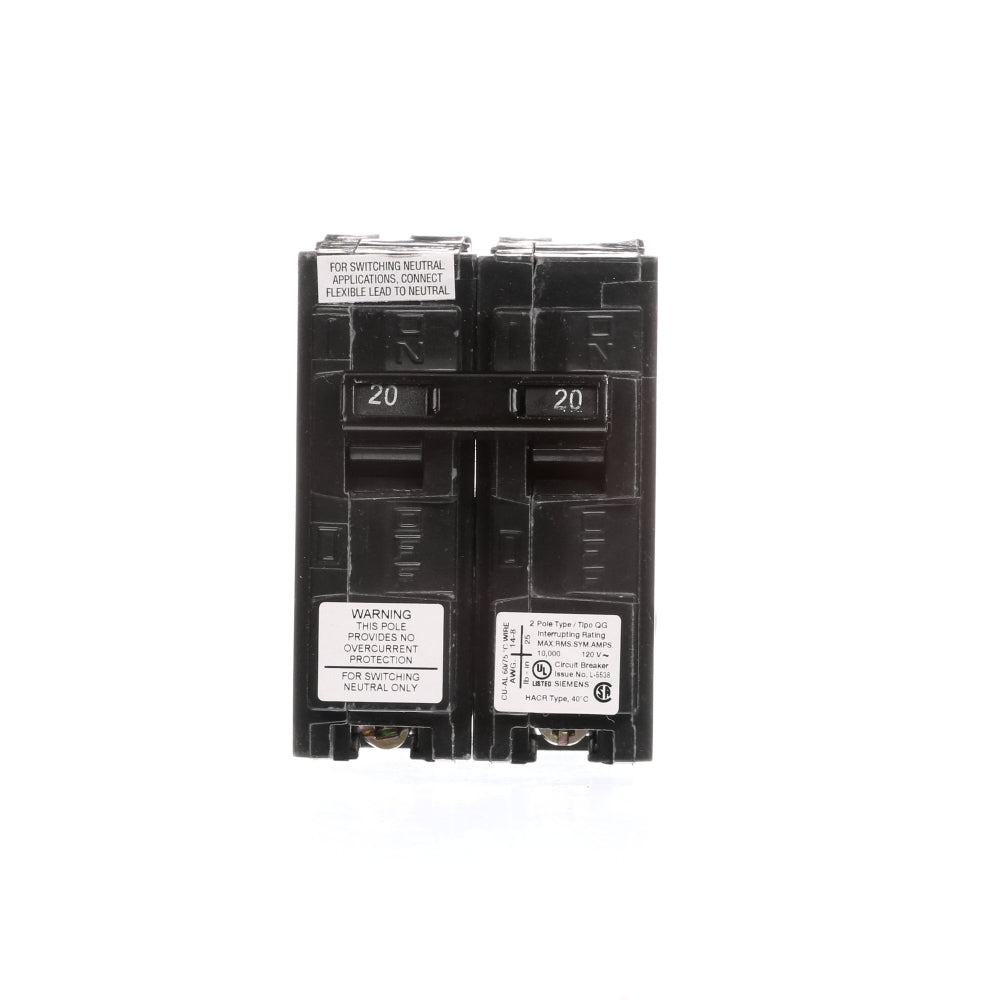 QG220 - SIemens Plug-In 20 Amp 2 Pole Circuit Breaker - Essential Electric Supply