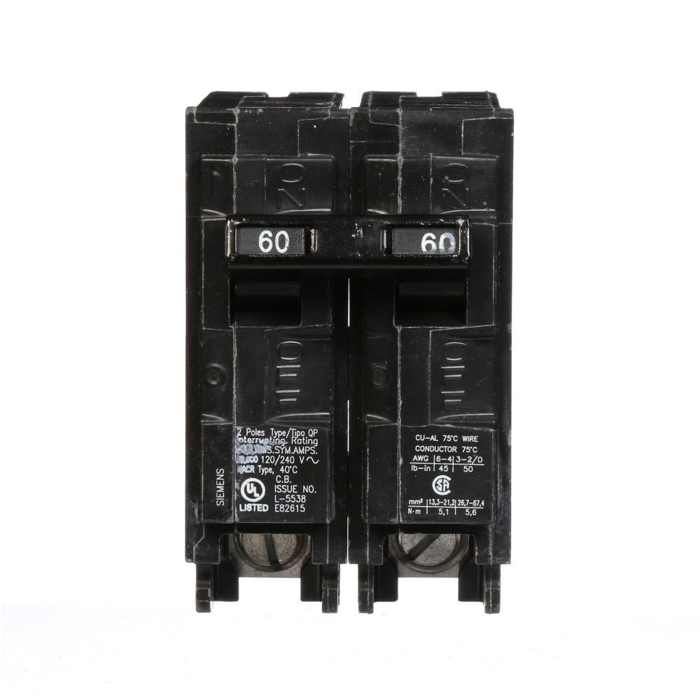 Q260 - SIemens Plug-In 60 Amp 2 Pole Circuit Breaker - Essential Electric Supply