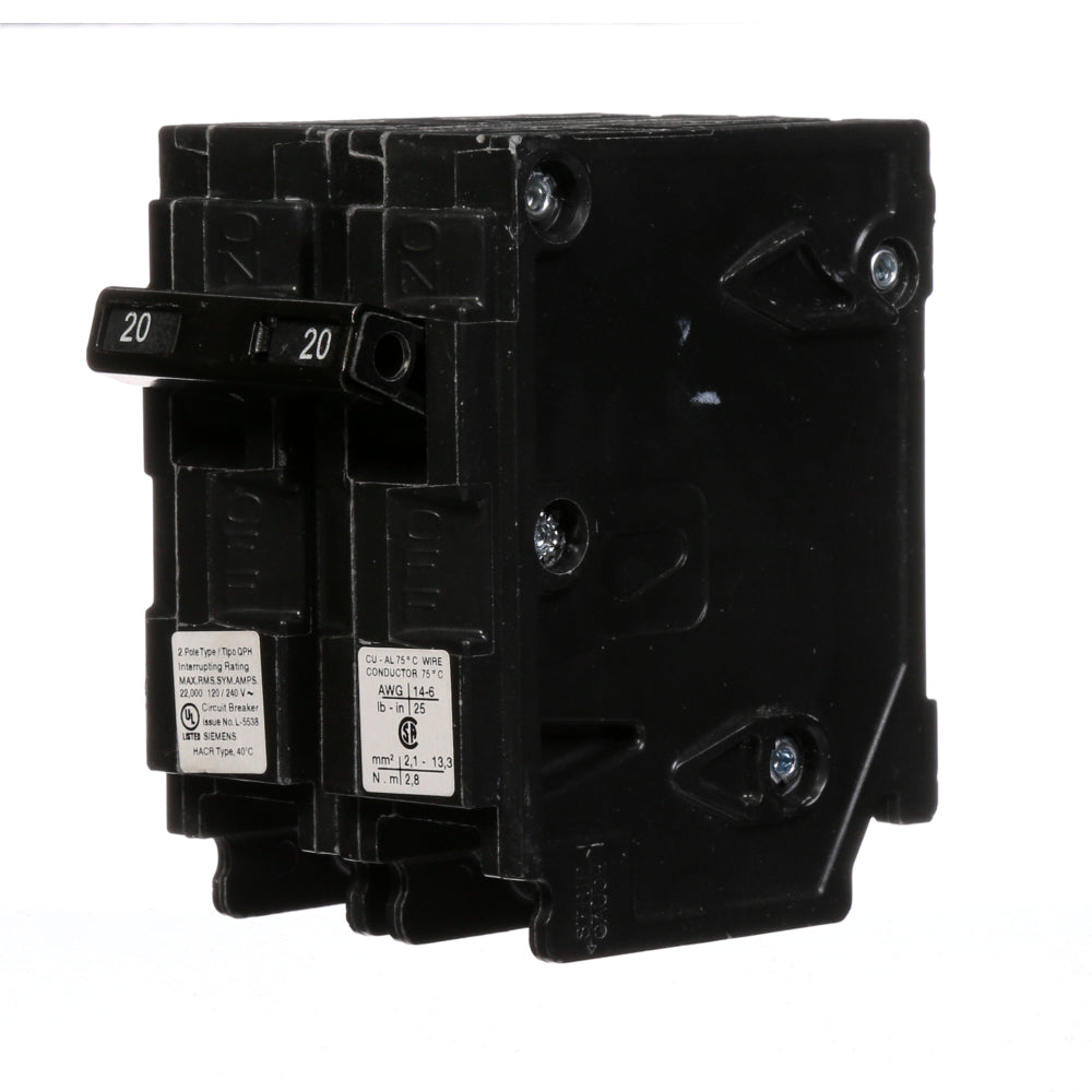 Q220H - SIemens Plug-In 20 Amp 2 Pole Circuit Breaker - Essential Electric Supply