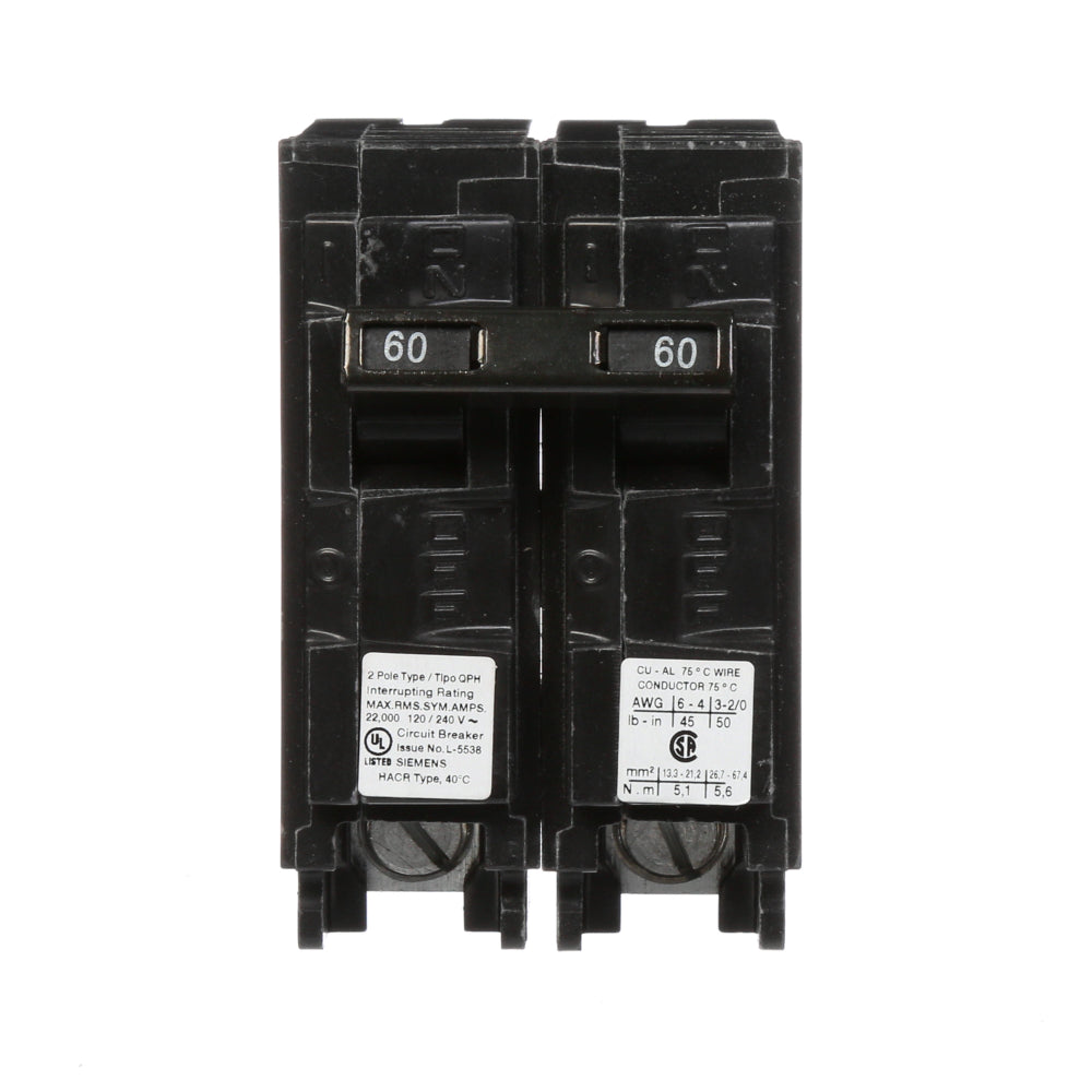 Q260H - SIemens Plug-In 60 Amp 2 Pole Circuit Breaker - Essential Electric Supply